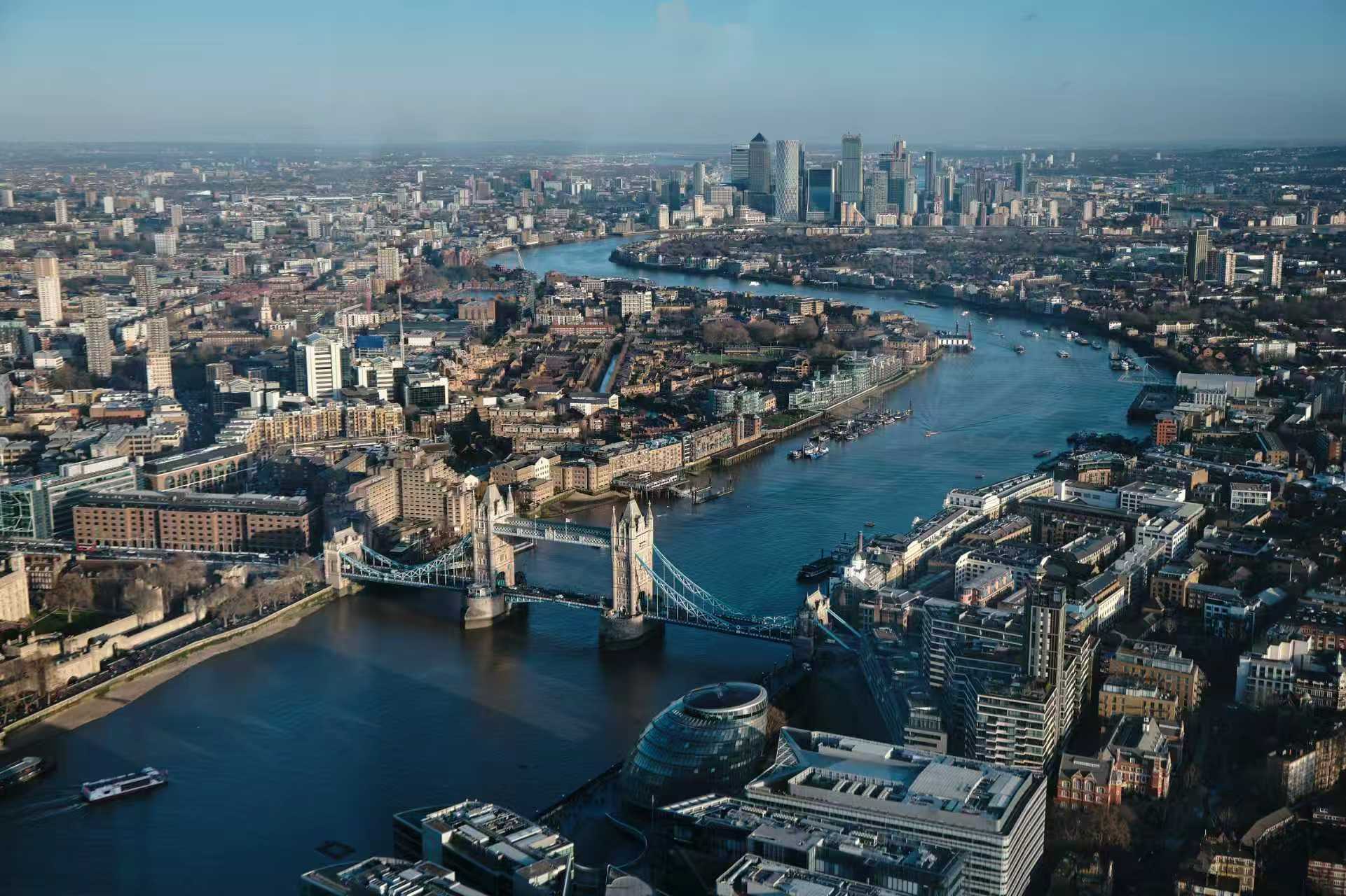 London skyline with Canary Wharf financial district
